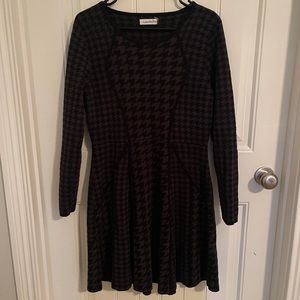 Calvin Klein Sweater Dress L Houndstooth